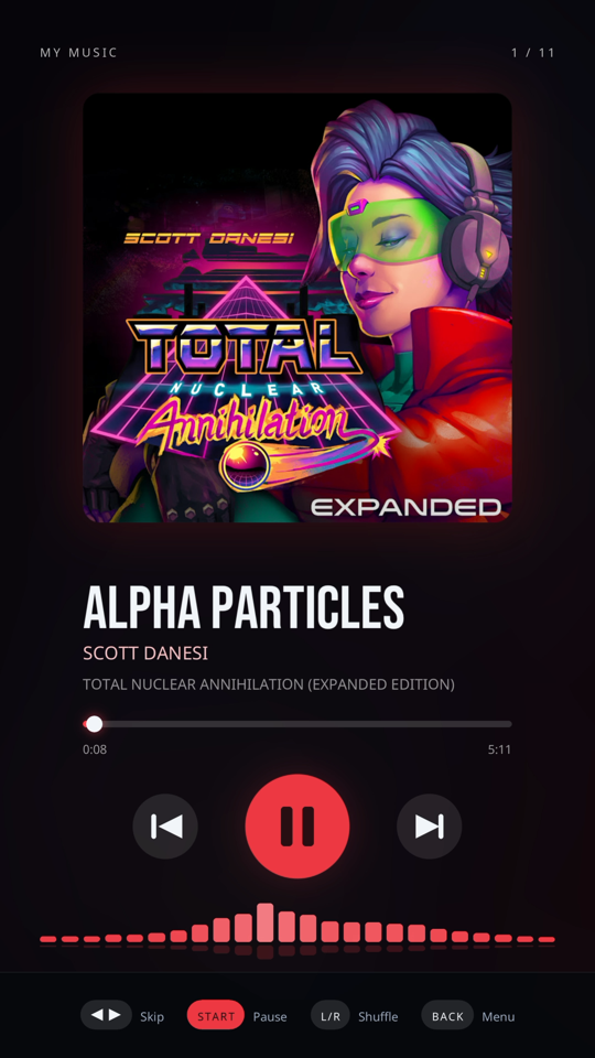 Now Playing with album art, progress bar and spectrum